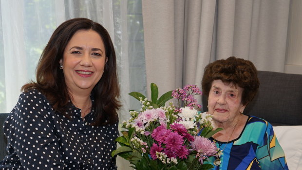 Premier Annastacia Palaszczuk with her nanna Beryl Erskine before she called the 2017 election.