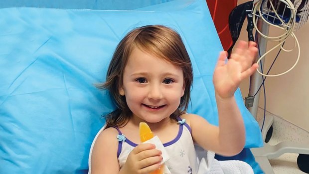 Four-year-old Cleo Smith in hospital after her rescue in Carnarvon.