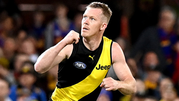 Jack Riewoldt’s incredible mark against the Crows won’t be forgotten any time soon.