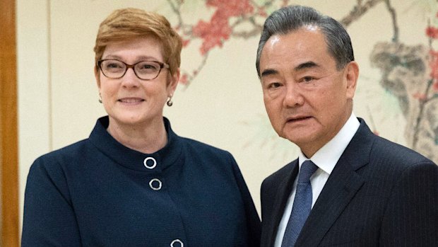 Marise Ann Payne Minister for Foreign Affairs and China State Councilor Wang Yi meet at the UN. 