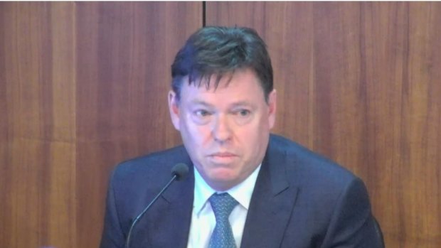 Crown Resorts CEO Steve McCann giving evidence to Victoria’s royal commission into the casino giant on Tuesday. 