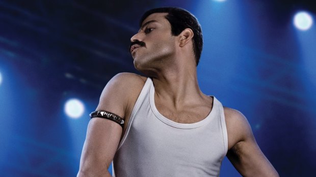 Rami Malek as Freddie Mercury in Bohemian Rhapsody. 