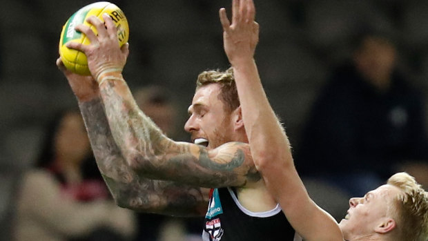 Tim Membrey takes a mark.