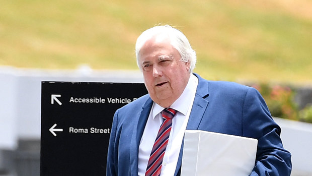 Businessman Clive Palmer arrives at the Supreme Court in Brisbane on December 4.