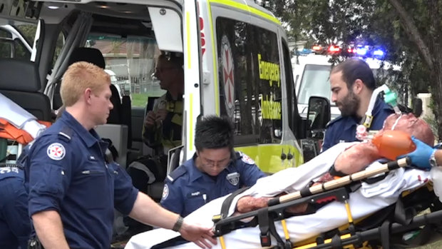 Paramedics resuscitated the man and gave him a blood transfusion, before he was taken to hospital in a critical condition.