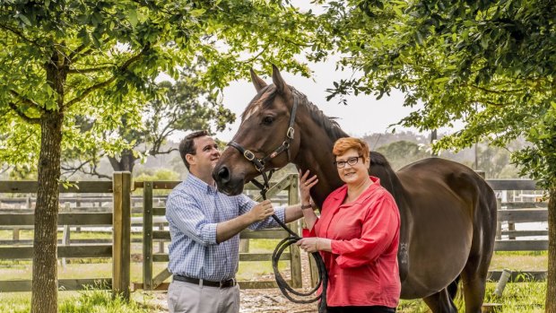 Stuart Ayres with his partner Marise Payne, now the Foreign Affairs Minister, 
 at Fernhill in 2015.
