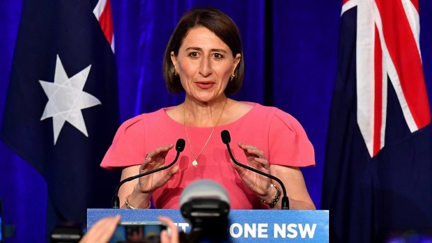 Premier Gladys Berejiklian claims victory for the Coalition government on Saturday night.