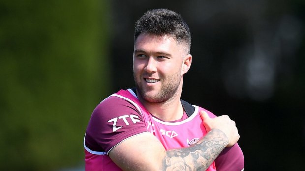 Family club: Sea Eagles player Curtis Sironen at training.
