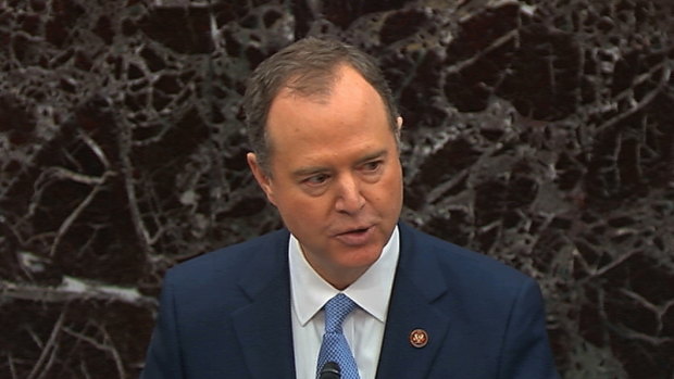 House impeachment manager House Intelligence Committee Chairman Adam Schiff speaks as the impeachment trial against President Donald Trump begins in the Senate.
