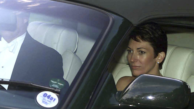 Ghislaine Maxwell, driven by Prince Andrew, leaves the wedding of a former girlfriend of the prince, Aurelia Cecil, near Salisbury, England, in 2000.