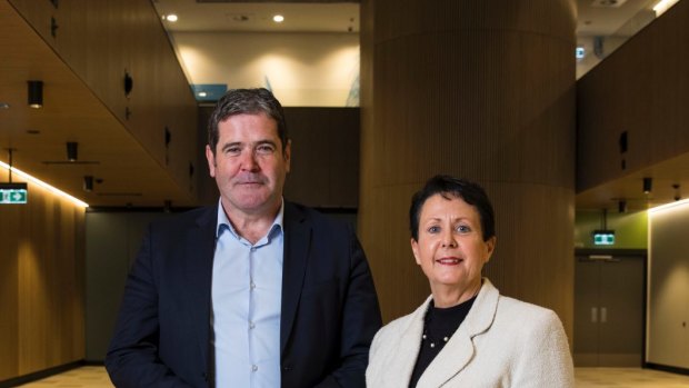 Healthscope CEO Gordon Ballantyne and former Northern Beaches Hospital CEO Deborah Latta.
