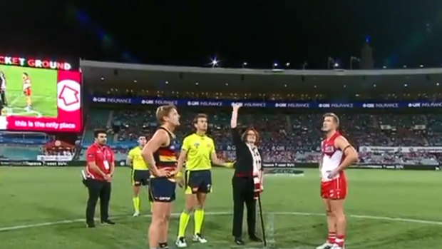 Eddie McGuire was openly critical of former journalist Cynthia Banham’s tossing of the coin at the Sydney Swans and Adelaide Crows match.