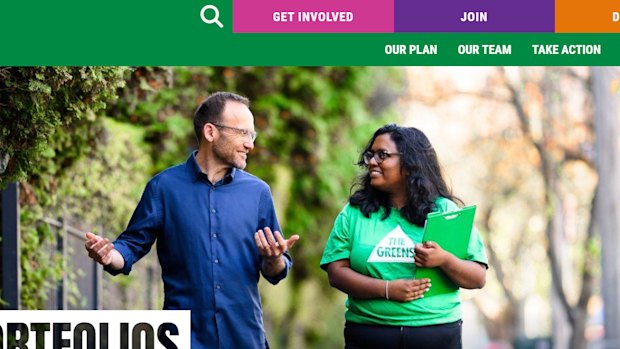 The header on the Greens website showing Bandt. 