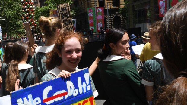 Thousands of students protested in Martin Place.