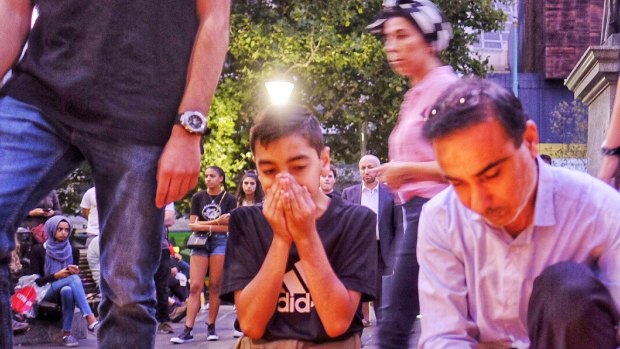Mourners at the Melbourne vigil for the Christchurch mosque victims.