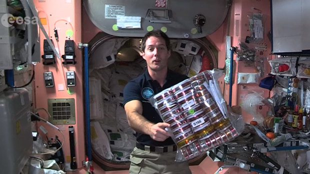 ESA astronaut Thomas Pesquet gives a tour of the International Space Station’s kitchen and the special food will share with his crewmates in space on a 2016 mission,