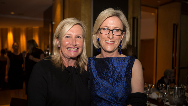 Elizabeth Dibbs (left), pictured here with Carolyn Kay at the Chief Executive Women dinner in 2015, has been made a Greater Sydney Commissioner commissioner.