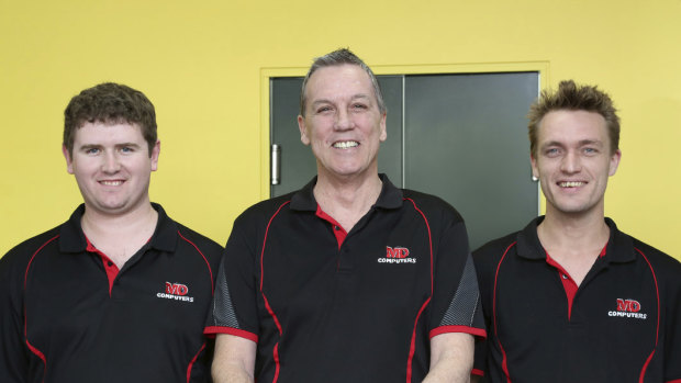 Colin Peckover (middle) and staff at MD Computers.