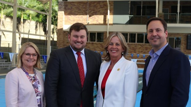 LNP candidate for Moncrieff Angie Bell with LNP vice president Cynthia Harding, president David Hutchinson and outgoing MP Steven Ciobo.
