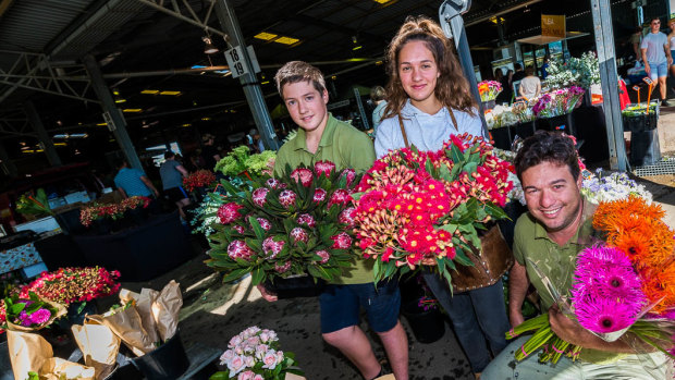 Luca, Nicola and John Padovano from Jonima Flowers. The children have grown up at the markets.