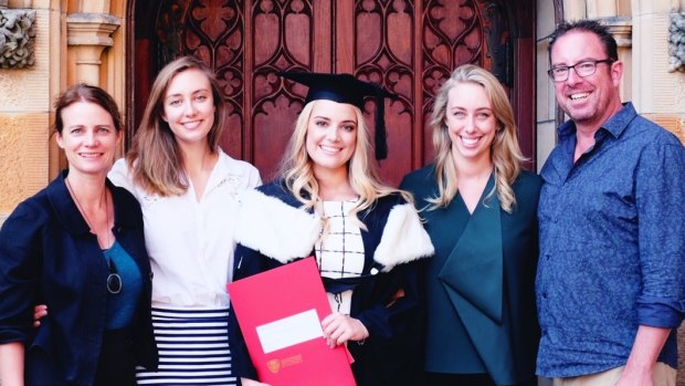 Peter Downey and wife Meredith with daughters (L-R) Rachael, Matilda, Georgia at Matilda’s university graduation in 2017.