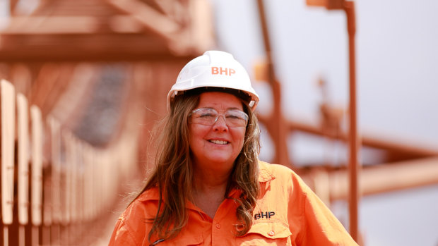 Diane Jurgens, BHP chief technology officer, at the Eastern Ridge innovation mine in Western Australia.