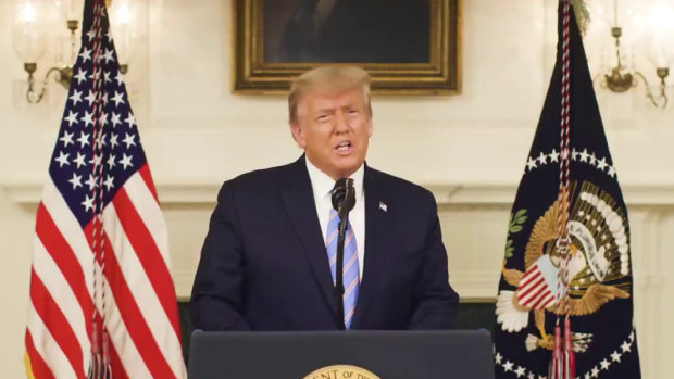 Trump's video message was the first time he has gone on camera to recognise Biden as the president-elect. 