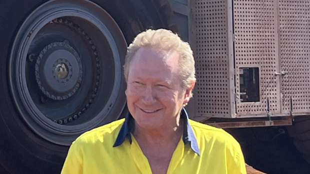 Fortescue chair Andrew Forrest after driving a prototype hydrogen-powered electric haul truck called Europa – named after a moon of hydrogen-filled Jupiter.