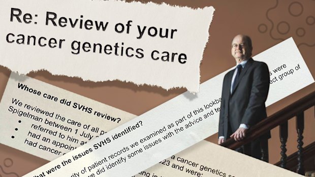 Composite image of Allan Spigelman and excerpts from a letter sent by St Vincent’s Hospital to patients
