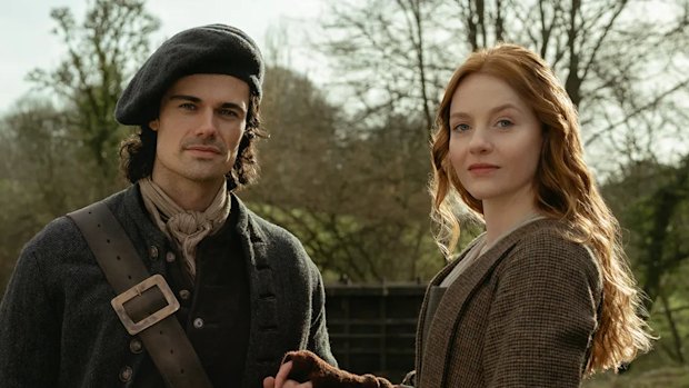 Brian Fraser (Jamie Roy) and Ellen MacKenzie (Harriet Slater) in Outlander prequel Blood of my Blood.