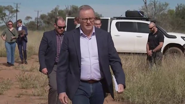 Prime Minister Anthony Albanese in Alice Springs visiting the family of Kumanjayi Little Baby