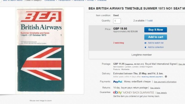 Before SeatGuru: An old British Airways timetable 1973 seat map.