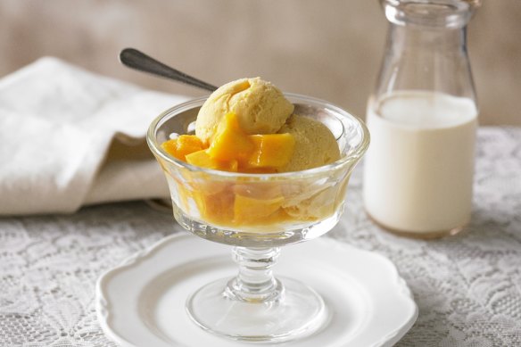 Mango ice cream. A recipe from the Good Food collection. 