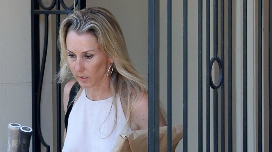 Tania Hird leaving her home on Friday.