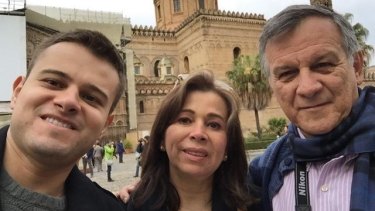 Last picture: Javier Camelo in a selfie with his his father, José Arturo Camelo, and his mother, Miriam Martinez Camelo, in the Italian city of Palermo.