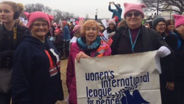 Patricia Wolk, Kay Pitts and Patricia Bennett travelled from California to the march.