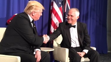 Donald Trump and Malcolm Turnbull this month in New York.