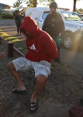 A man is arrested following nine drug raids on the NSW South Coast on Tuesday.