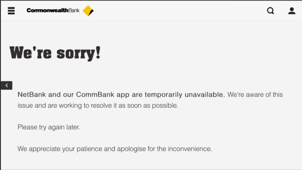 No online banking for Commonwealth Bank customers.
