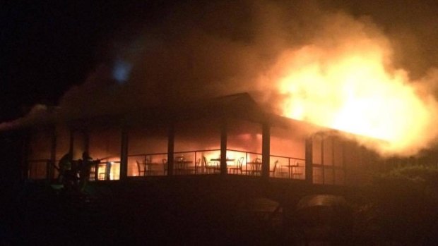 The Baths restaurant ablaze at Sorrento.