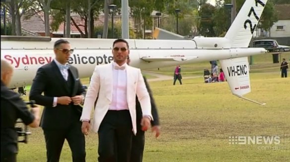 Salim Mehajer arrived in a park by helicopter.
