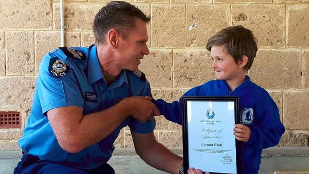 WA Police awarded Tommy a certificate of appreciation on Friday. 