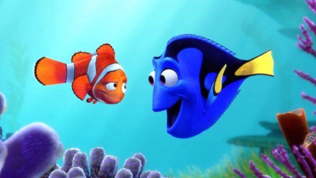 Dory and Marlin from Finding Nemo.