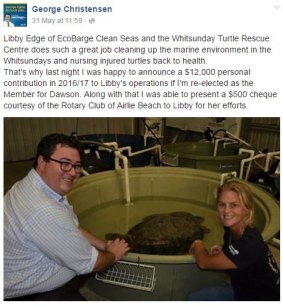 George Christensen's Facebook post, which was referred to the AFP.