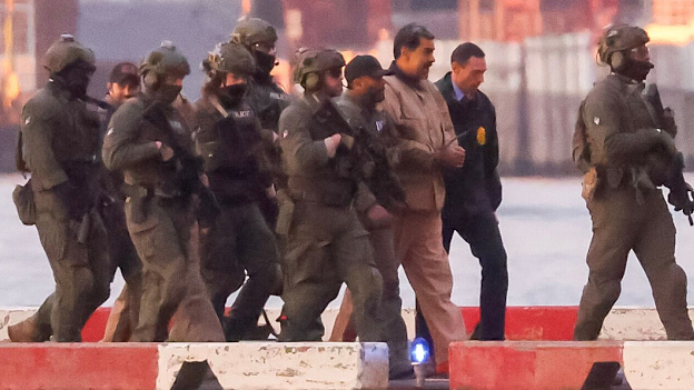 Venezuelan President Nicolás Maduro is escorted to the courthouse in Manhattan after his capture at the start of this month.