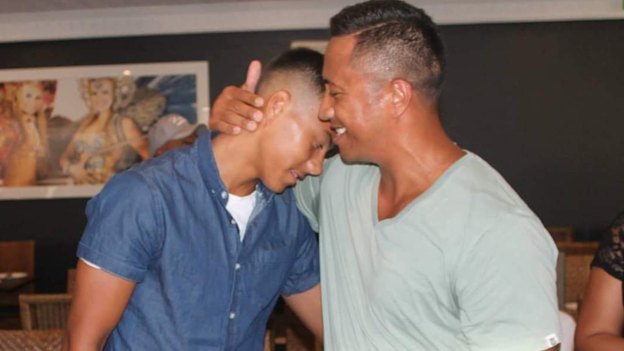 Jarome with his father Martin during his teenage years.