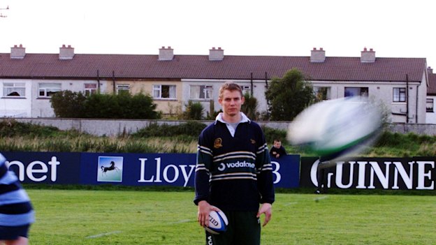 Stephen Larkham coaching school boys from Dublin during at coaching session run by the wallabies at Portmarnock.