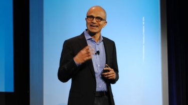 Microsoft chief executive Satya Nadella launches new enterprise products on April 15.