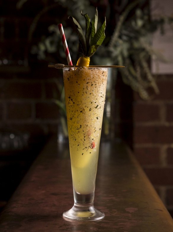 The Machurita cocktail with pisco, curacao, lemon verbena and Inca
Kola. 