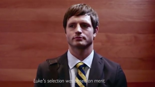 A still from parody YouTube video 'Luke Williams Accomplished'.